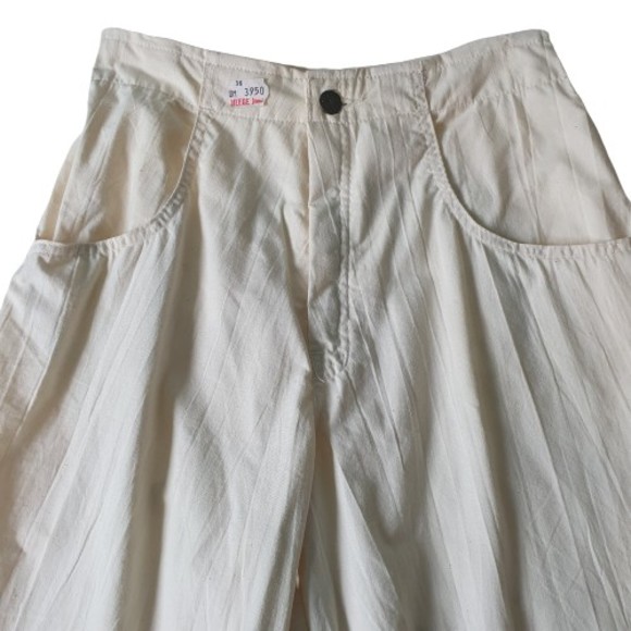 NEW Size 8 L29" Vintage High Waist Cream Speckled Trousers - Picture 2 of 10